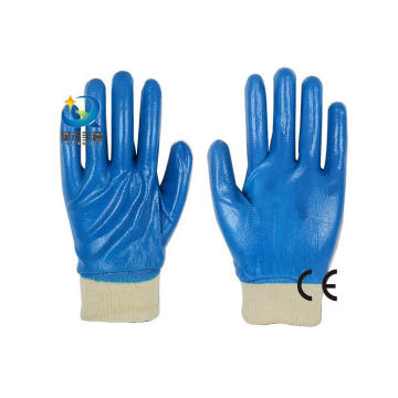 13G Nitrilo poliéster Shell, Nitrilo azul totalmente recubierto, guantes de trabajo de seguridad de protección (N6032)